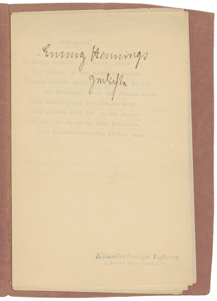 Emmy Hennings, Gedichte, 1916