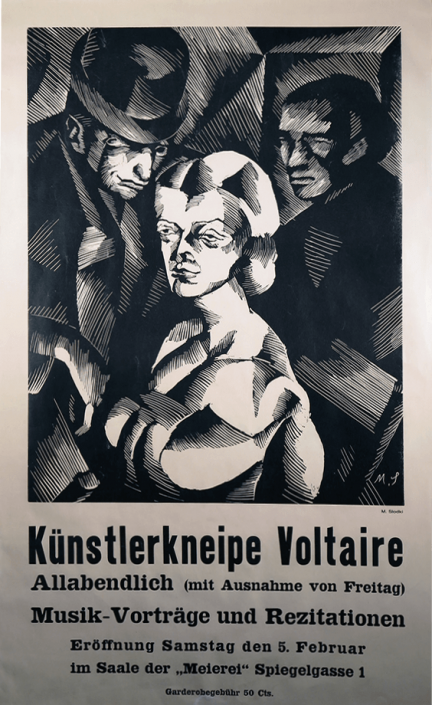 Marcel Słodki, Plakat zur Eröffnung der Künstlerkneipe Voltaire, 1916